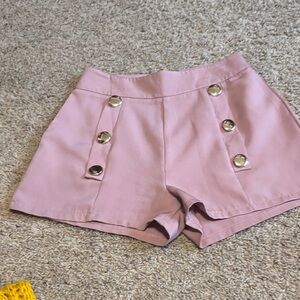 SHEIN Rose High-Waist Shorts with Gold Buttons